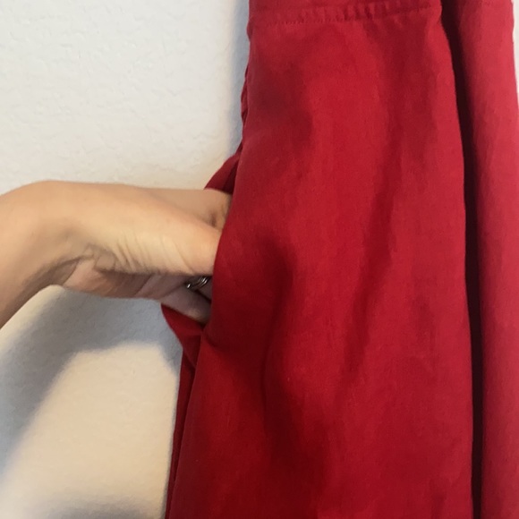 Reformation Red Linen Maggie V Neck Wrap Dress - Picture 4 of 16